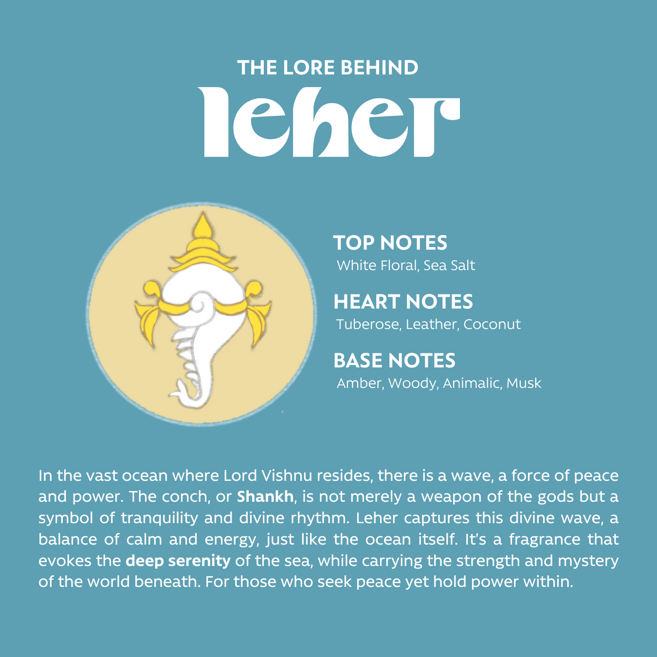 Leher by Vayu – Serene, Empowering Fragrance Inspired by Vishnu | Sea Salt, Tuberose & Amber